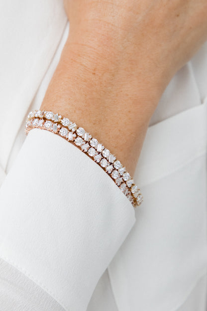 14K Rose Gold Tennis Bracelet Moisonnite Stone, Customizations available The Heather- mixed stone tennis bracelet