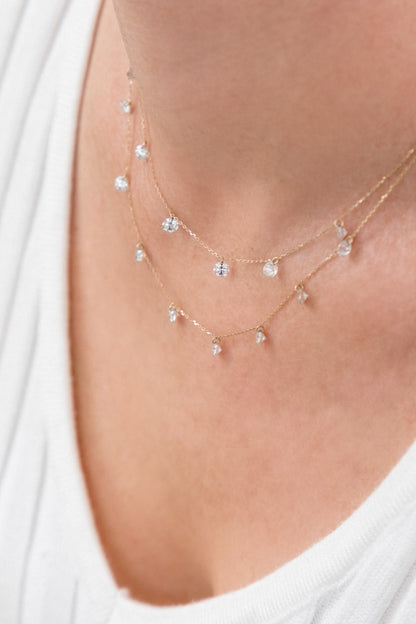 Floating 9 Stone Necklace