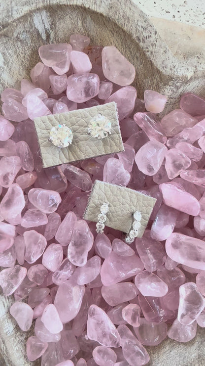 Classic Three Prong Martini Stud Earrings