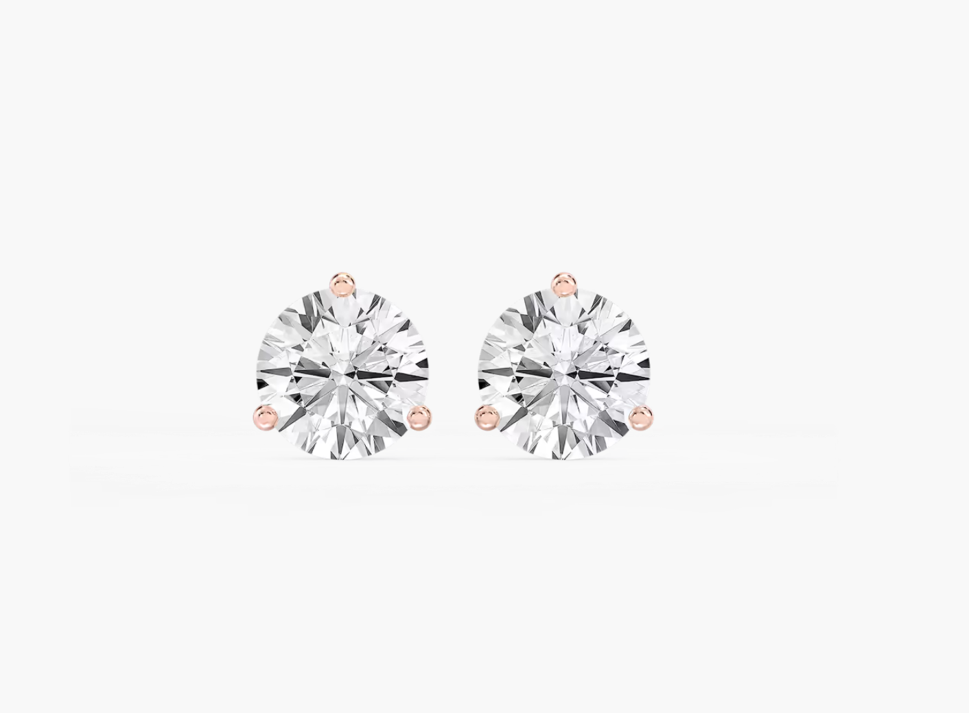 Classic Three Prong Martini Stud Earrings