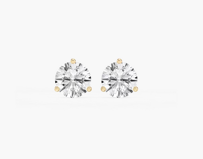 Classic Three Prong Martini Stud Earrings